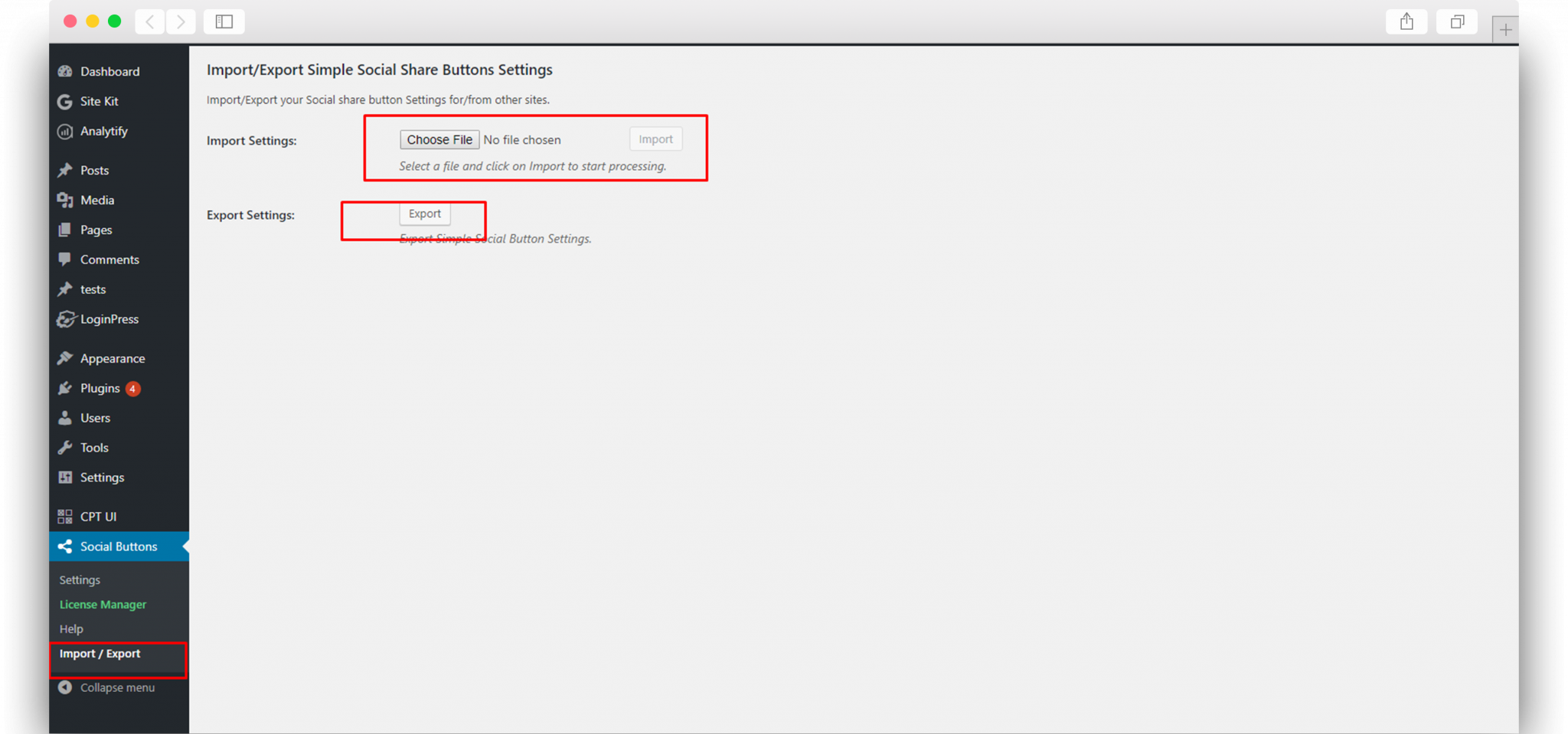 How to Import and Export Settings in SSB? - Simple Social Buttons