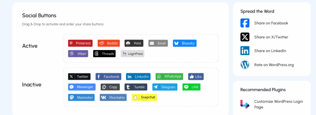 Add preferred social buttons from SSB