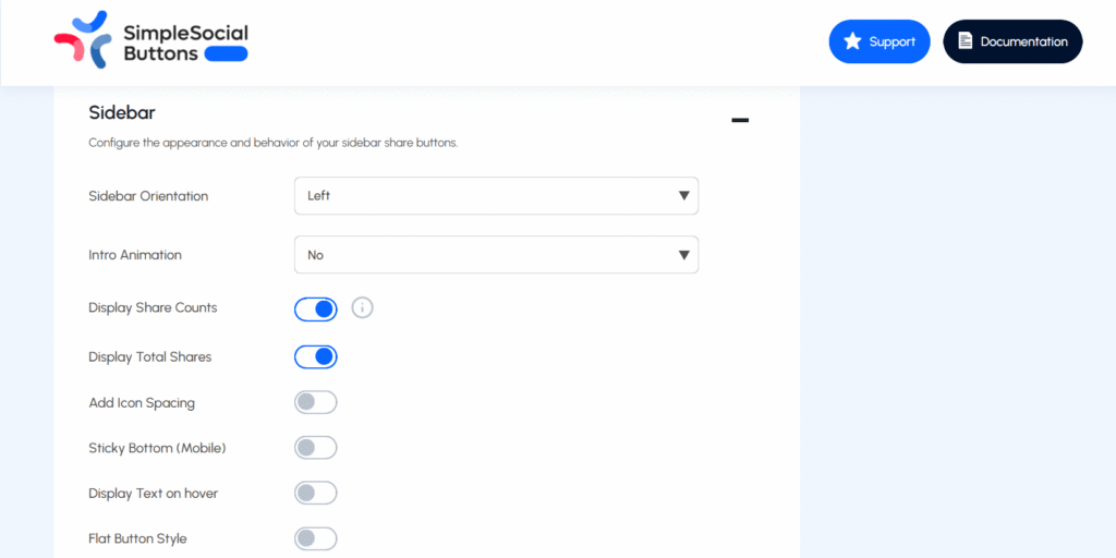 Share Counts Settings in SSB