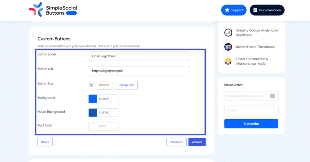 Add customized buttons on your social posts using SSB